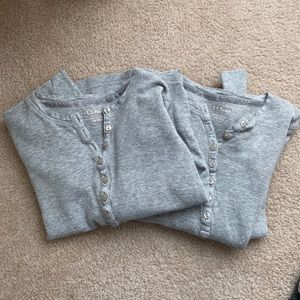 L.L.Bean Grey Henley Long Sleeves